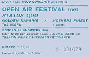 Golden Earring show ticket#0179 August 25, 1991 Enschede - Universiteit Twente